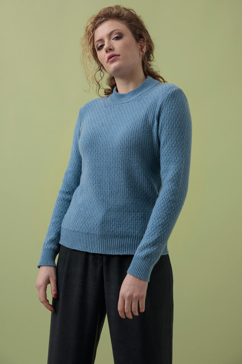 Azzurro Ortensia | Maglia cashmere rigenerato