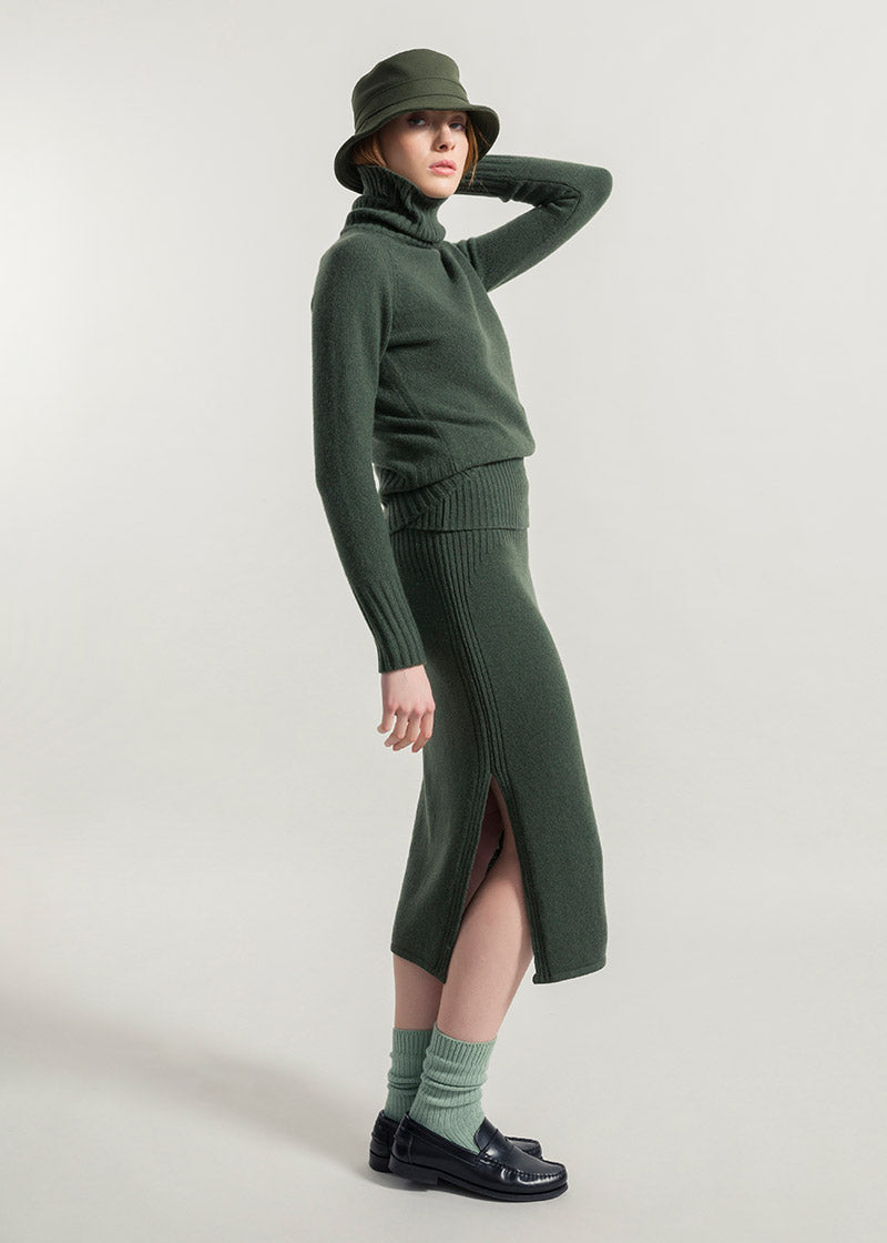 Verde Foresta | Gonna Cashmere Rigenerato Ginevra