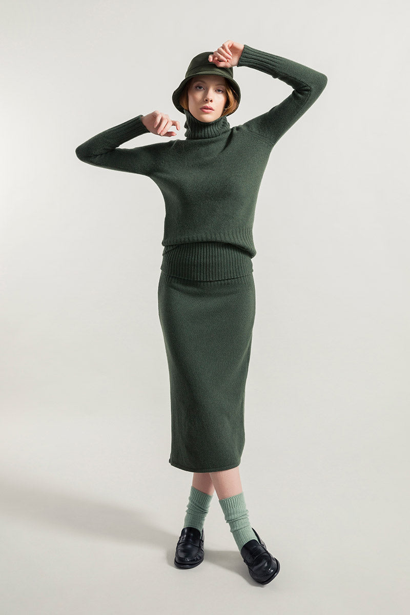 Verde Foresta | Gonna Cashmere Rigenerato Ginevra