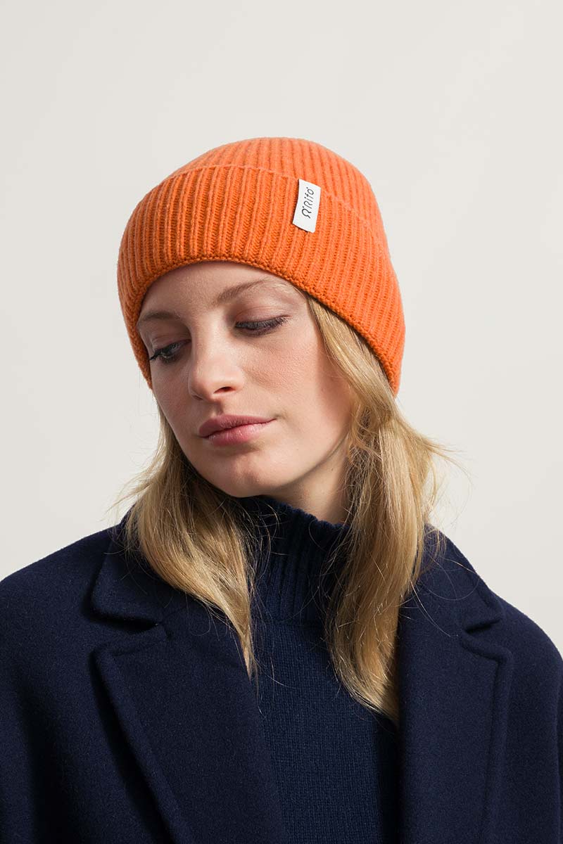 Arancio Becco D'oca | Cappello cashmere rigenerato