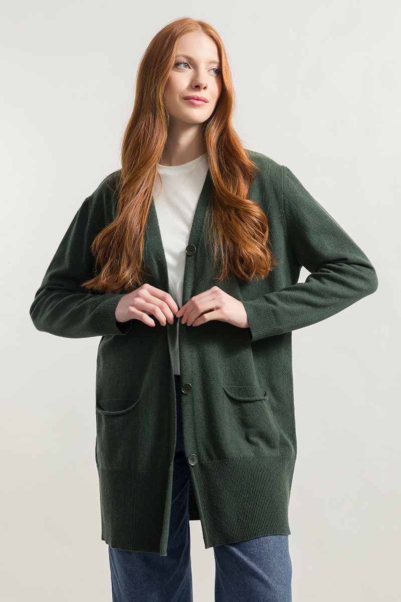 Verde Foresta | Cardigan Donna Cashmere Rigenerato Claudia