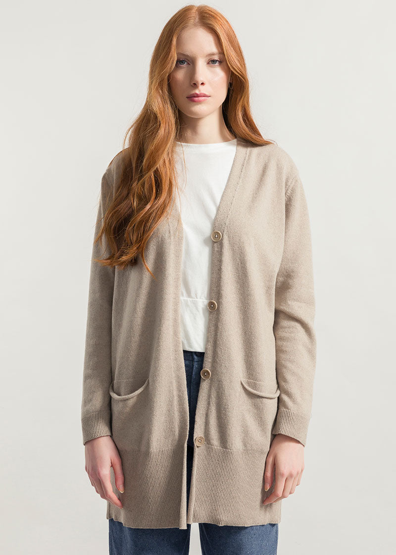 Beige Sabbia | Cardigan Donna Cashmere Rigenerato Claudia