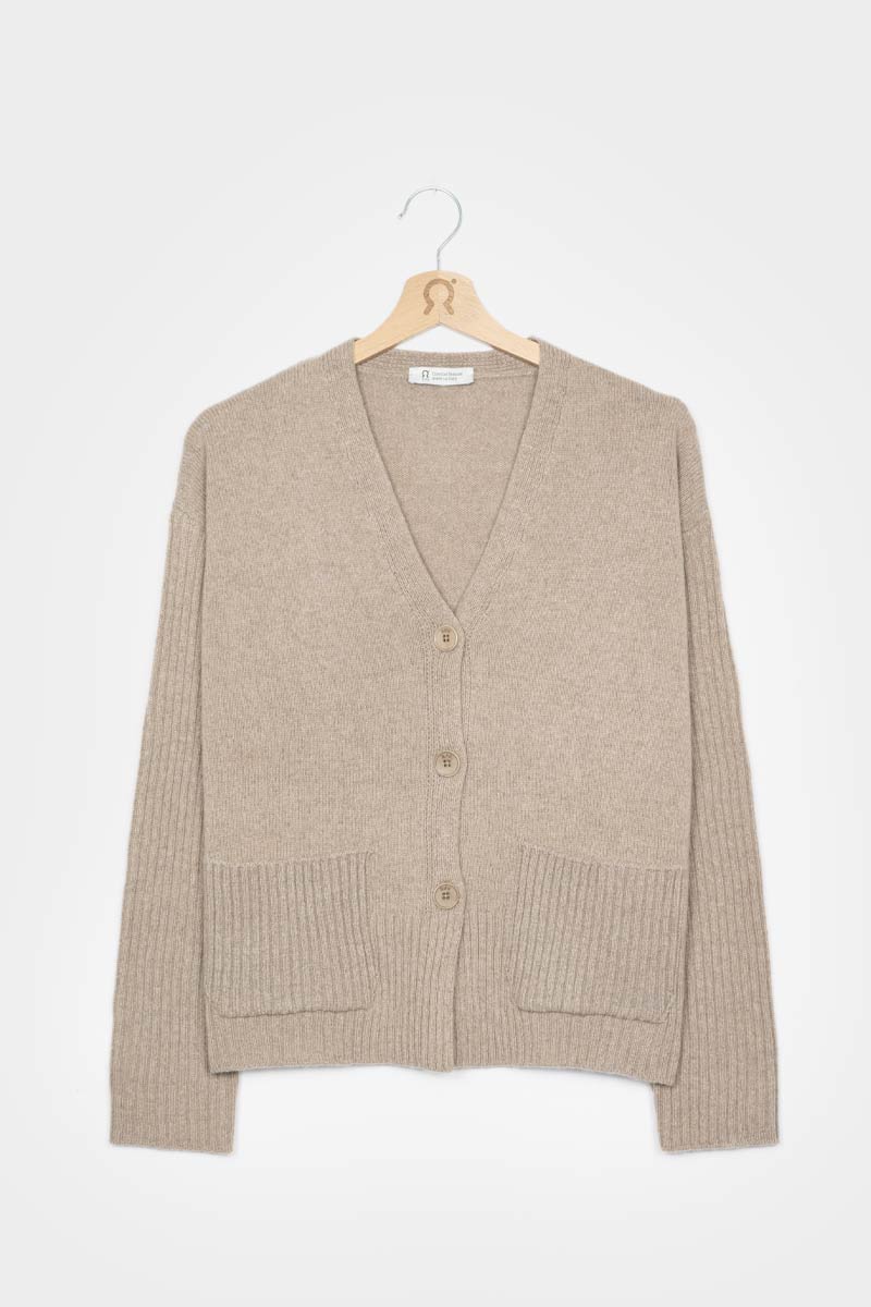 Beige Sabbia | Cardigan Donna Cashmere Rigenerato Fiorenza