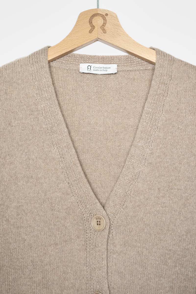 Beige Sabbia | Cardigan Donna Cashmere Rigenerato Fiorenza