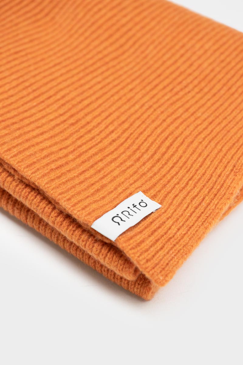 Arancio Becco d'Oca | Sciarpa Costine cashmere rigenerato Federico