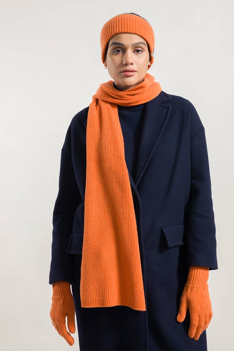 Arancio Becco d'Oca | Sciarpa Costine cashmere rigenerato Federico