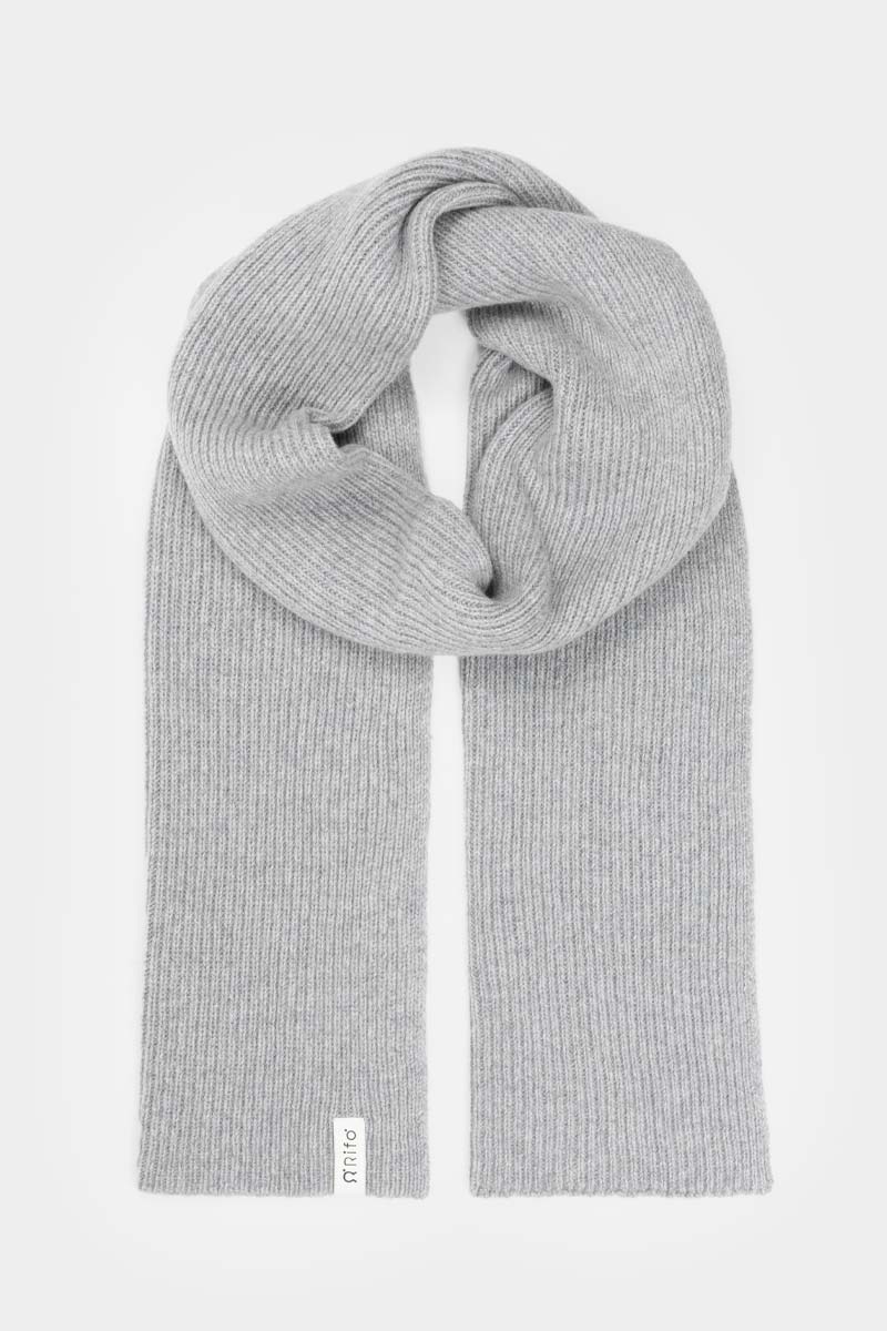 Grigio Calce | Sciarpa Costine cashmere rigenerato Federico