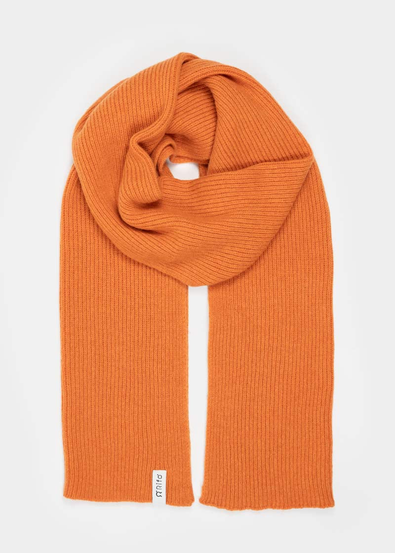 Arancio Becco d'Oca | Sciarpa Costine cashmere rigenerato Federico