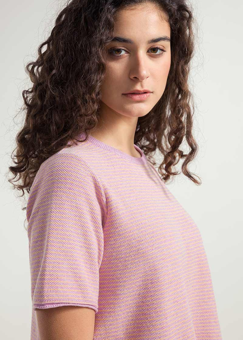 Rosa Magnolia + Arancio Papaya | Maglia Maniche Corte Cotone Rigenerato