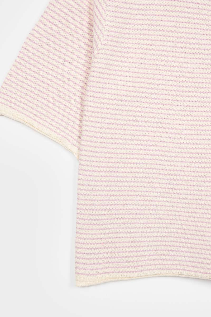 Bianco Burro + Rosa Magnolia | Maglia Maniche Corte Cotone Rigenerato