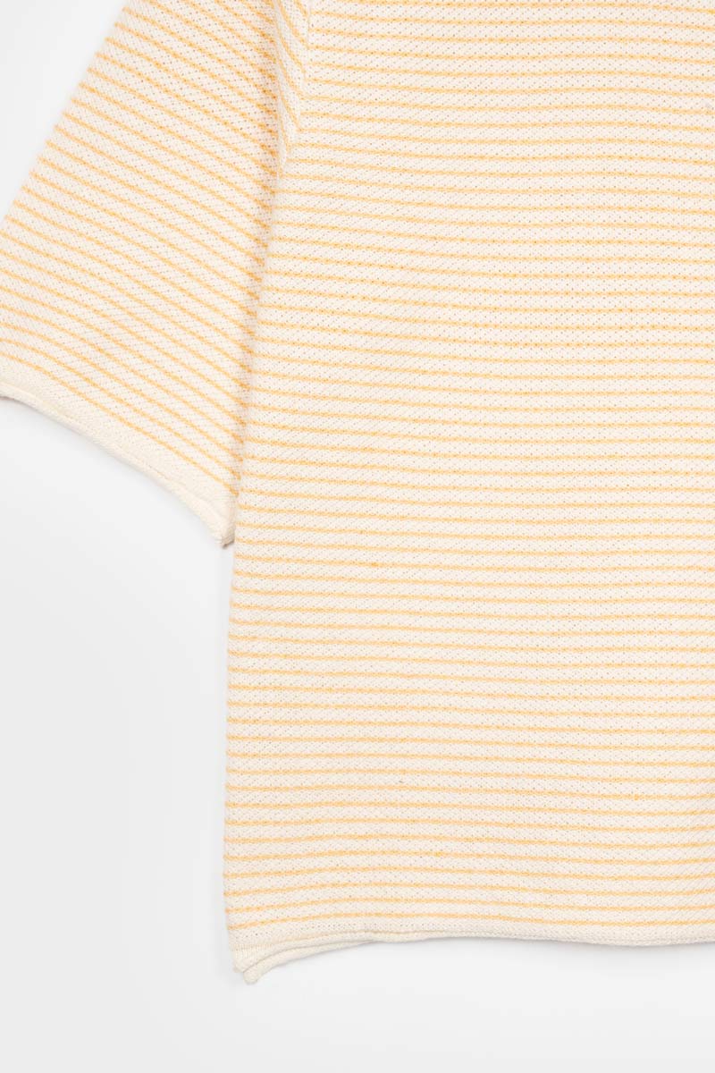 Bianco Burro + Arancio Papaya | Maglia Maniche Corte Cotone Rigenerato