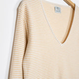 Bianco Burro + Arancio Papaya | Maglia Donna Cotone Rigenerato Marion