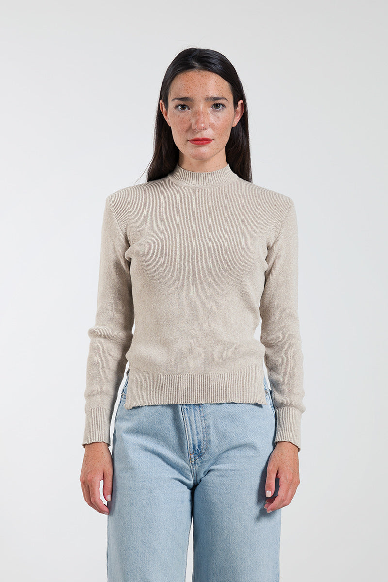 Beige Avena | Maglia Donna Cotone Rigenerato Audrey