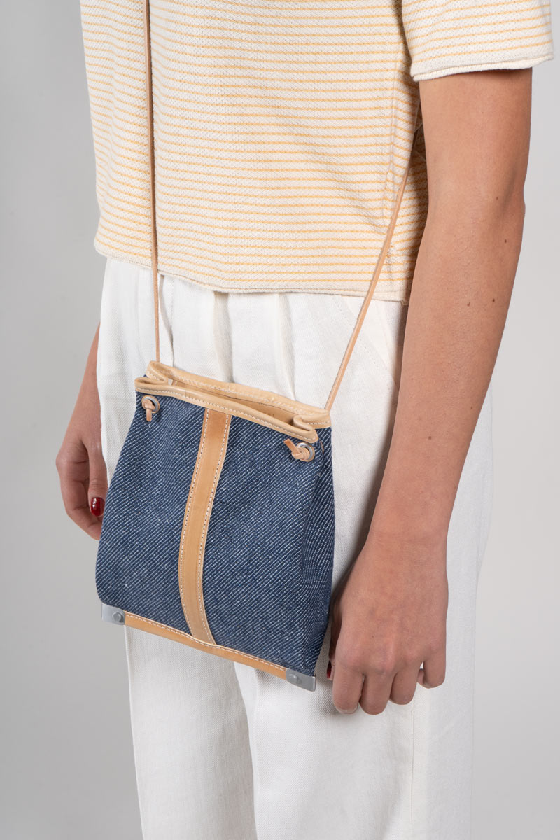 Denim/Naturale | Mini bag sostenibile Tommaso Cecchi de Rossi x Rifò