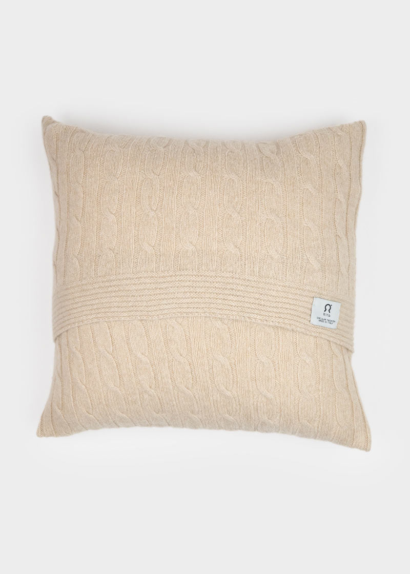 Copricuscino Cashmere Rigenerato Nedo Beige Camomilla - Rifò moda circolare made in Italy