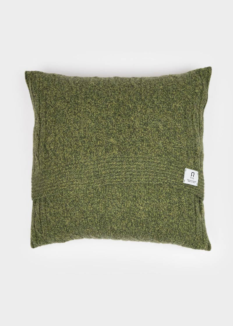 Mouline Verde Broccoli | Copricuscino trecce cashmere rigenerato