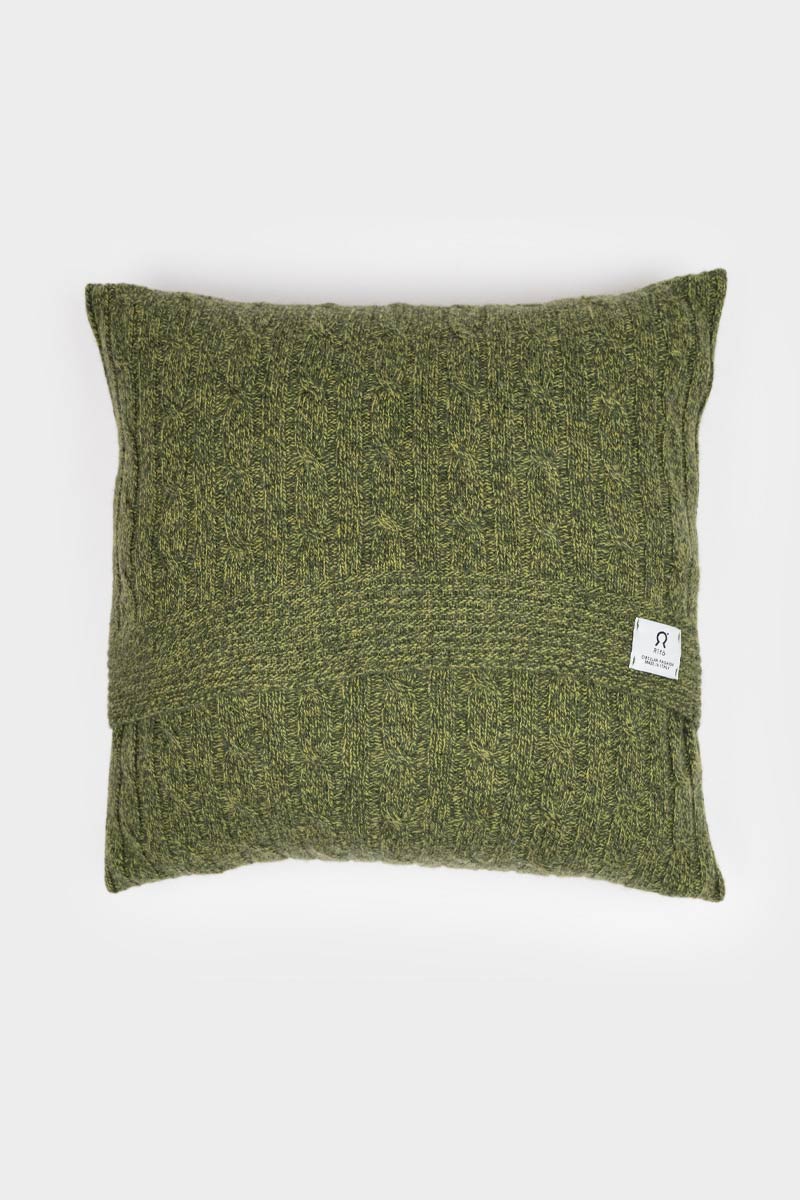 Mouline Verde Broccoli | Copricuscino trecce cashmere rigenerato