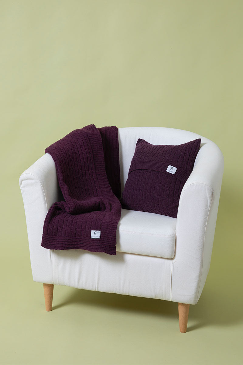 Viola Mosto | Copricuscino trecce cashmere rigenerato