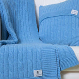 Azzurro Ortensia | Copricuscino trecce cashmere rigenerato