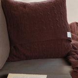 Marrone Caffè | Copricuscino trecce cashmere rigenerato
