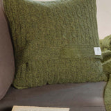 Mouline Verde Broccoli | Copricuscino trecce cashmere rigenerato