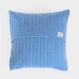 Azzurro Ortensia | Copricuscino trecce cashmere rigenerato