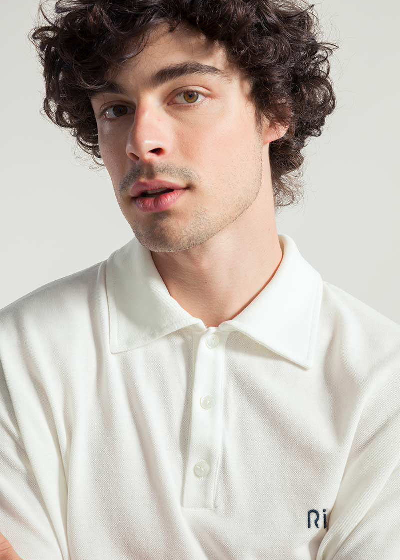 Bianco Latte | Maglia Polo Uomo Cotone Rigenerato Riccardo