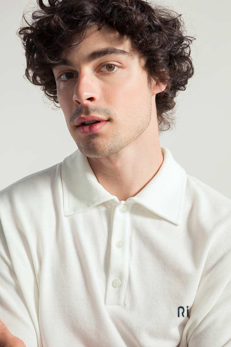 Bianco Latte | Maglia Polo Uomo Cotone Rigenerato Riccardo