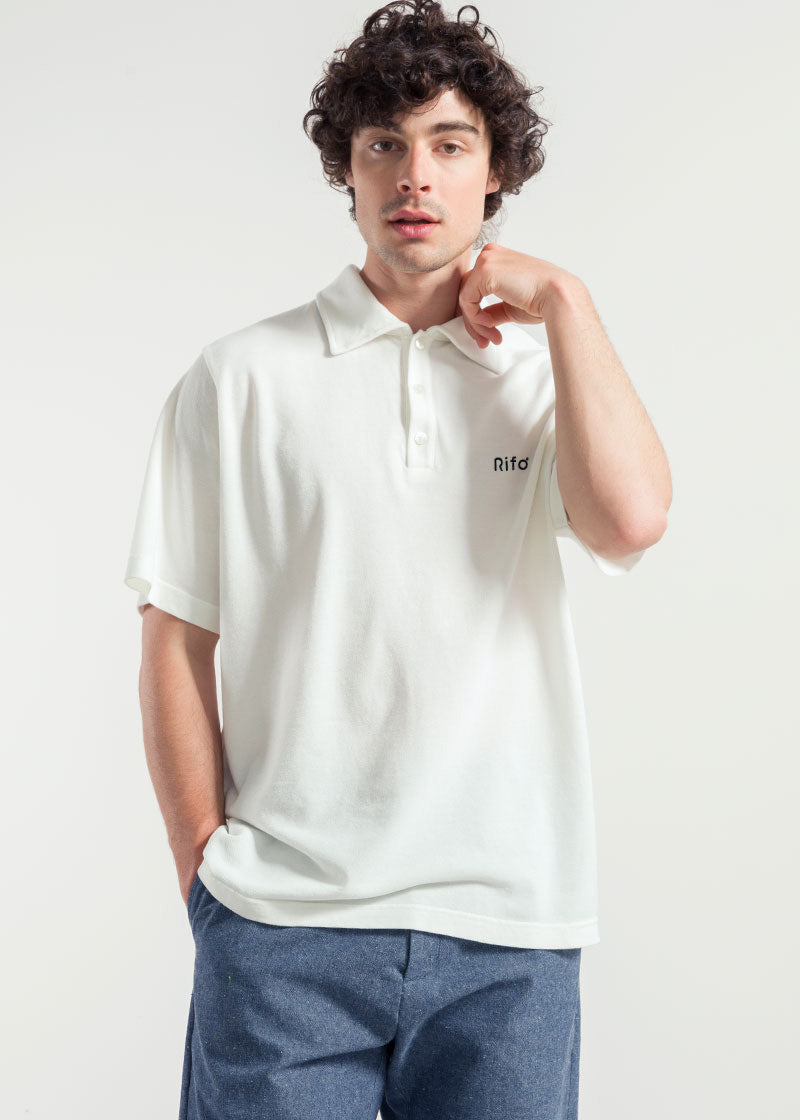 Bianco Latte | Maglia Polo Uomo Cotone Rigenerato Riccardo