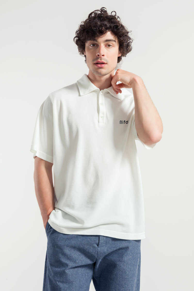 Bianco Latte | Maglia Polo Uomo Cotone Rigenerato Riccardo