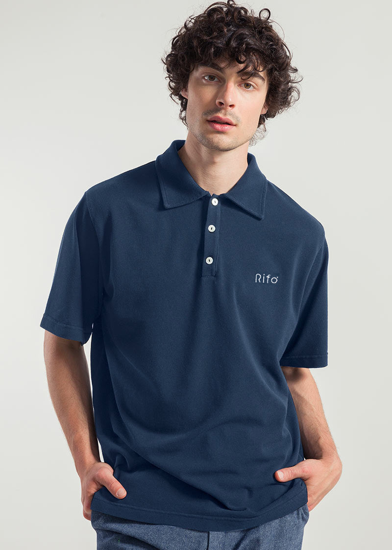 Blu Balena | Maglia Polo Uomo Cotone Rigenerato Riccardo