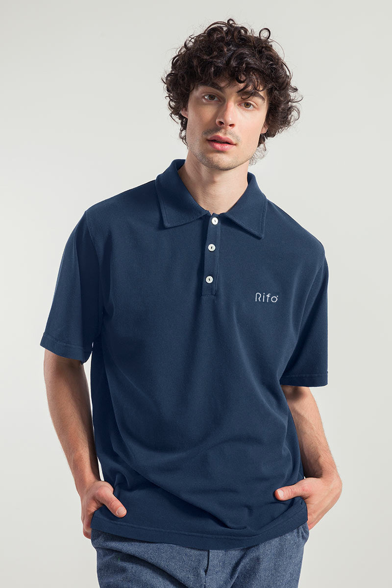 Blu Balena | Maglia Polo Uomo Cotone Rigenerato Riccardo