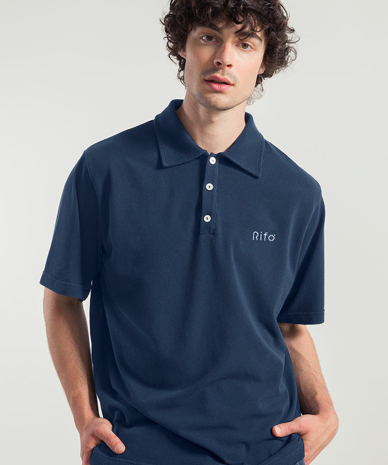 Blu Balena | Maglia Polo Uomo Cotone Rigenerato Riccardo