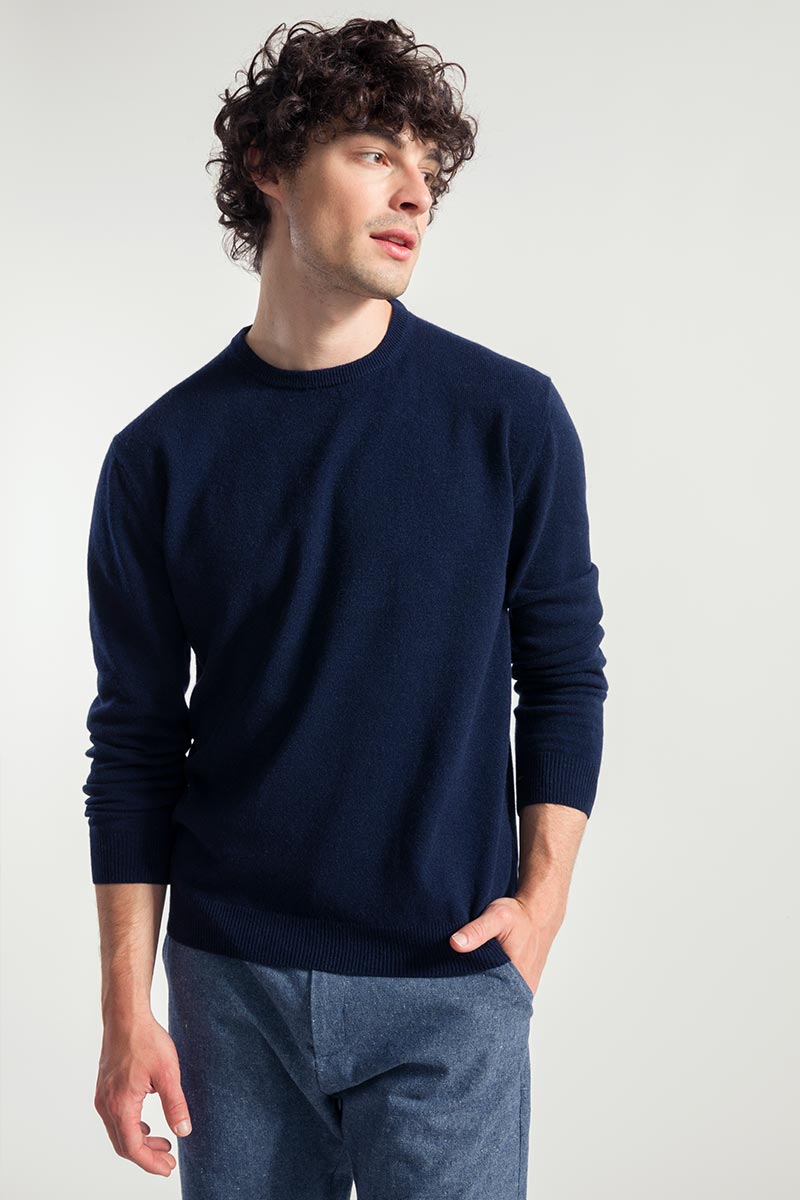 Men Recycled Cashmere Crew-Neck Sweater Alessio - Ethical Fashion Rifò