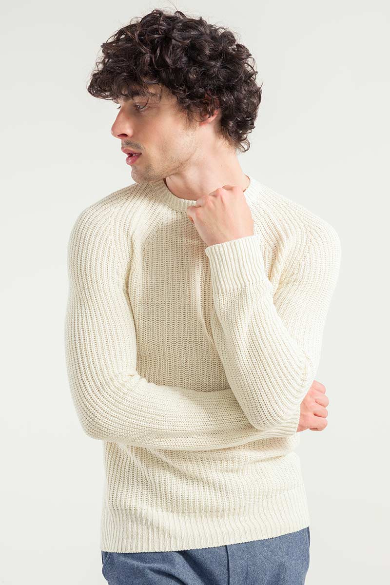 Bianco Grezzo | Maglione unisex seta rigenerata