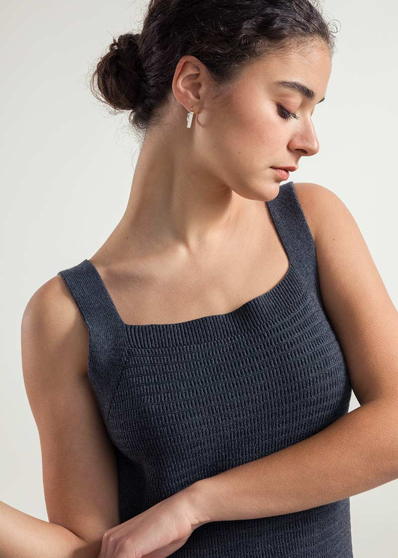 Grigio Antracite | Abito Tubino in Maglia Donna Cotone Rigenerato Luna