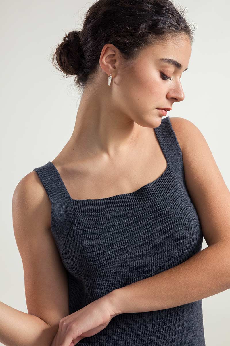 Grigio Antracite | Abito Tubino in Maglia Donna Cotone Rigenerato Luna