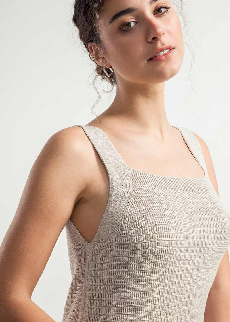 Beige Avena | Abito Tubino in Maglia Donna Cotone Rigenerato Luna