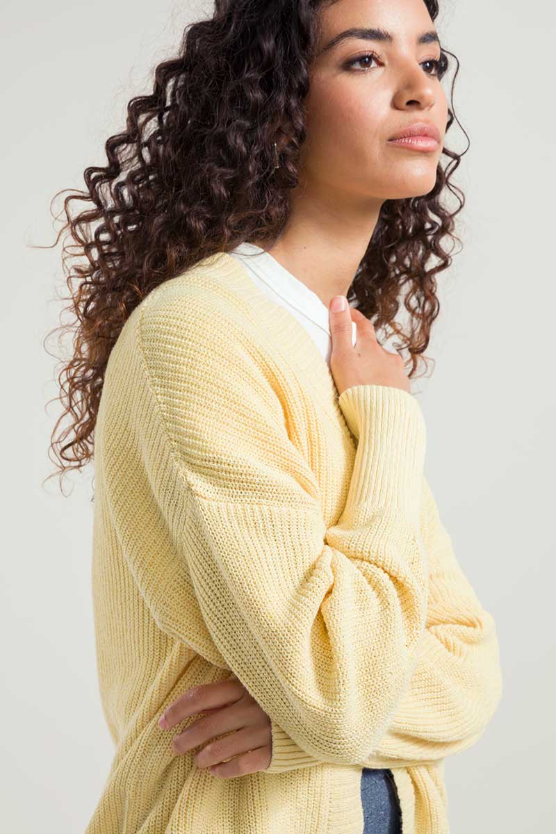 Giallo Crema | Cardigan Donna Cotone Rigenerato Irma