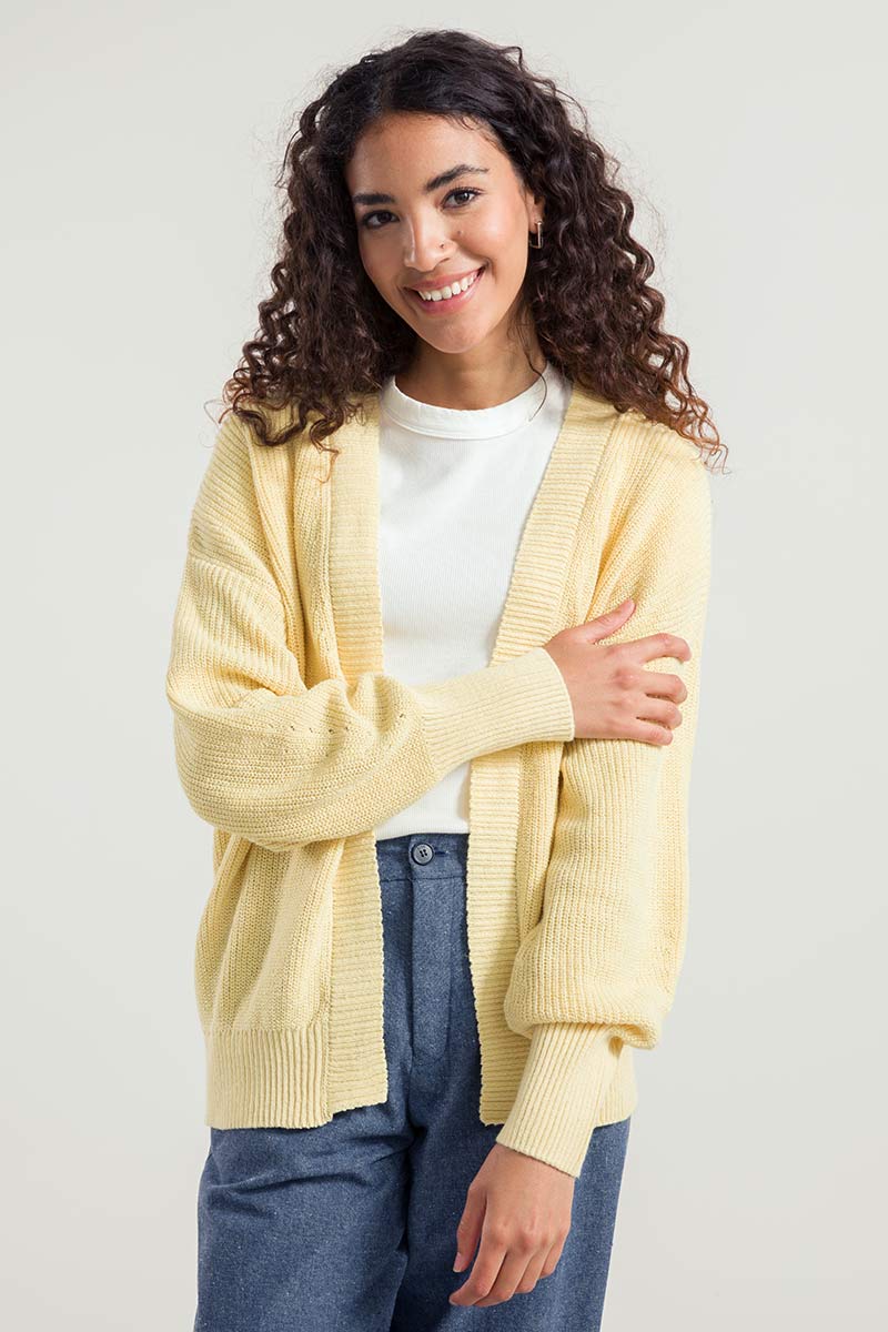 Giallo Crema | Cardigan Donna Cotone Rigenerato Irma