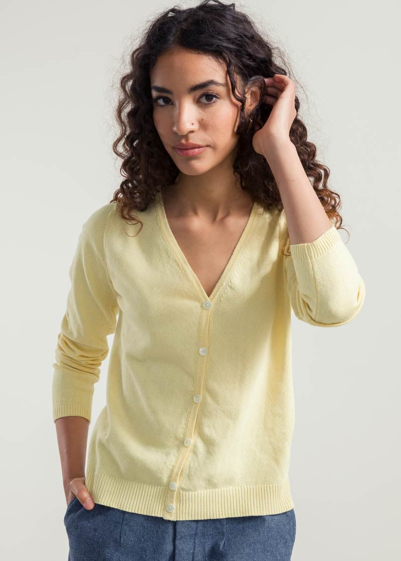 Giallo Crema | Cardigan Donna Cotone Rigenerato Lucia