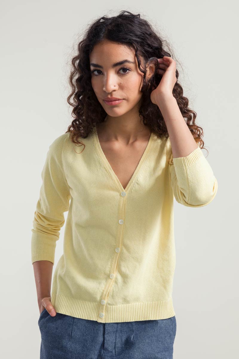 Giallo Crema | Cardigan Donna Cotone Rigenerato Lucia