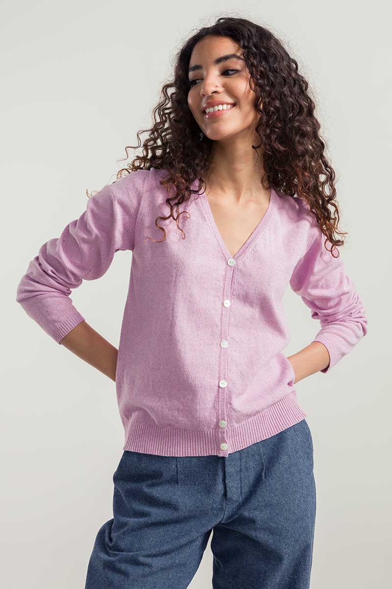 Rosa Magnolia | Cardigan Donna Cotone Rigenerato Lucia