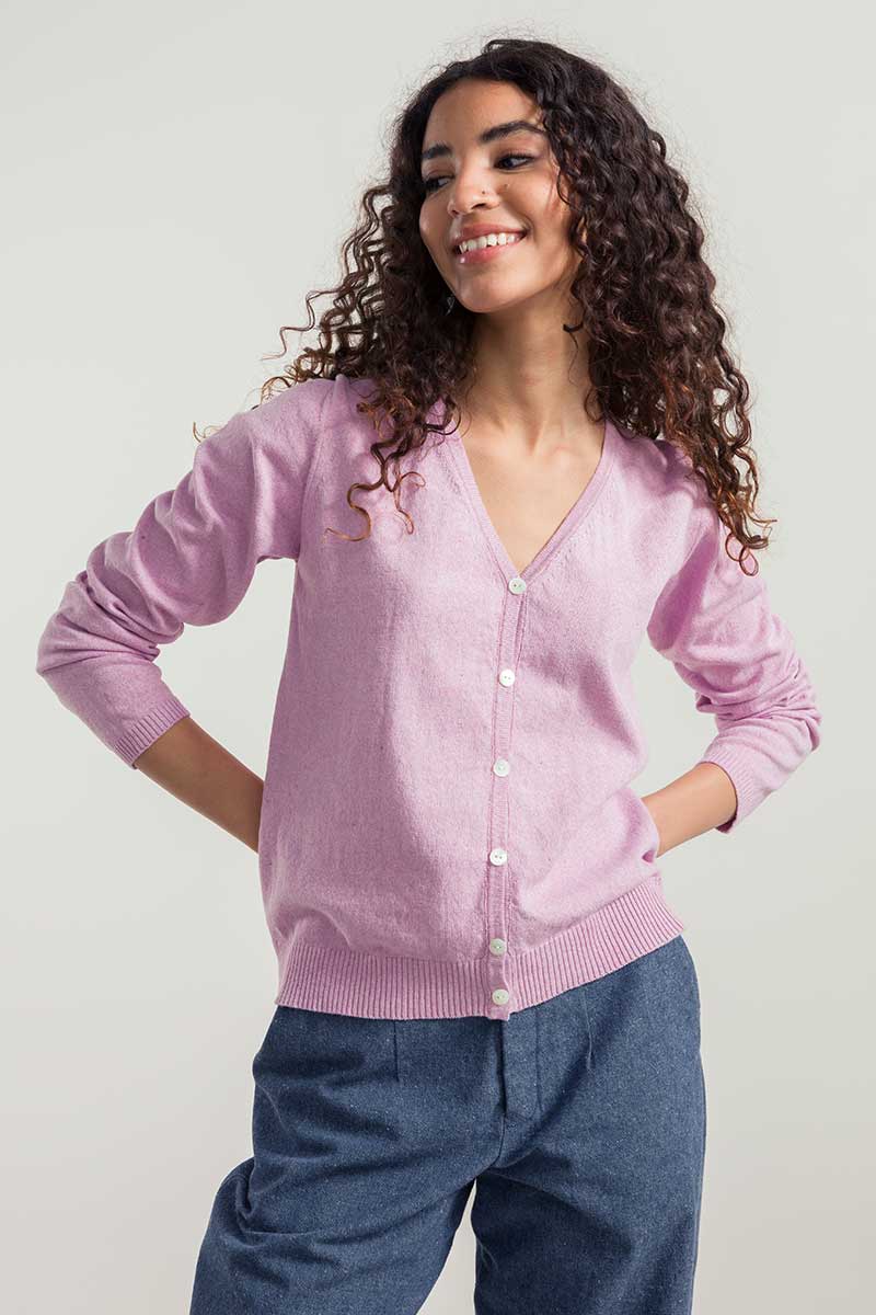 Cardigan Cotone Donna Lucia Rosa - Moda Sostenibile Rifò