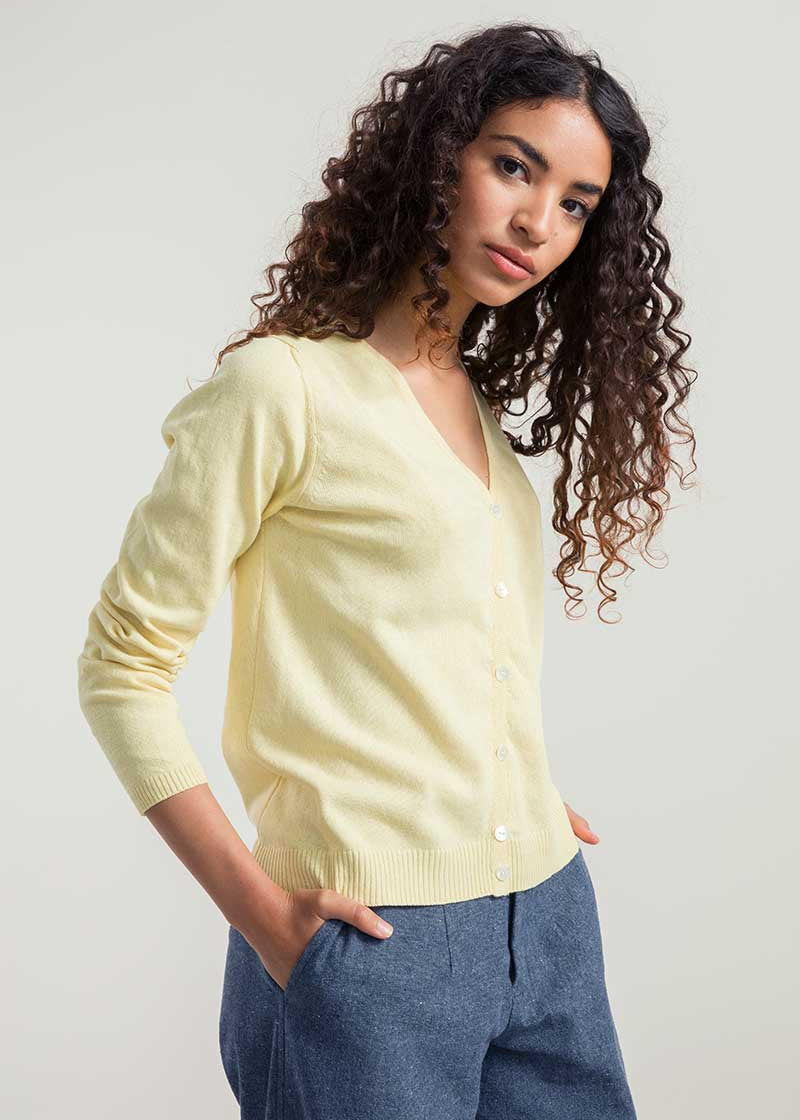 Giallo Crema | Cardigan Donna Cotone Rigenerato Lucia