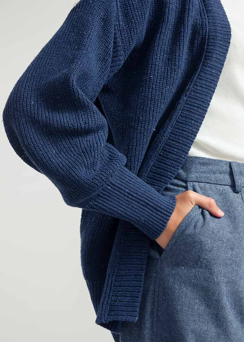 Blu Baltico | Cardigan Cotone Donna Jeans Rigenerato