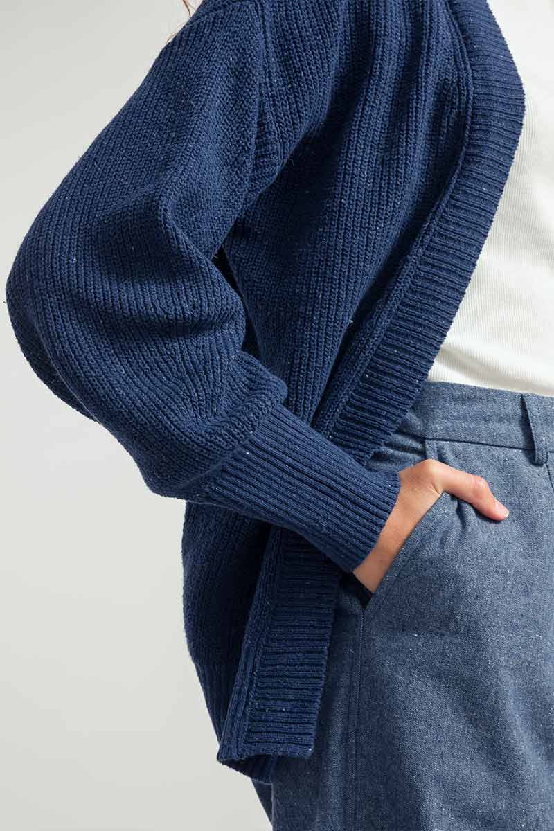 Blu Baltico | Cardigan Cotone Donna Jeans Rigenerato