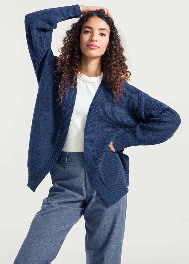 Blu Baltico | Cardigan Cotone Donna Jeans Rigenerato