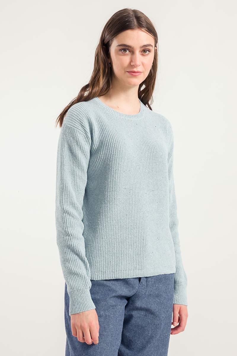 Azzurro Mediterraneo | Maglia Donna Cotone Jeans Rigenerato Rachele