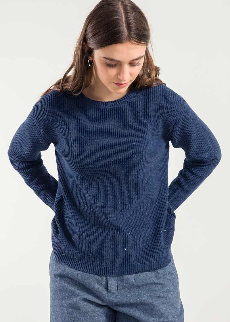 Blu Baltico | Maglia Donna Cotone Jeans Rigenerato Rachele